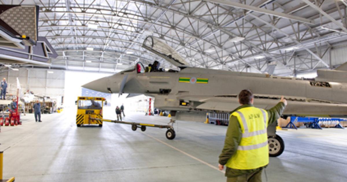 Early block RAF Eurofighter Typhoons are undergoing the R2 conversion process at BAE Systems' plant in Warton, Lancashire, England. (Photo credit: BAE Systems)