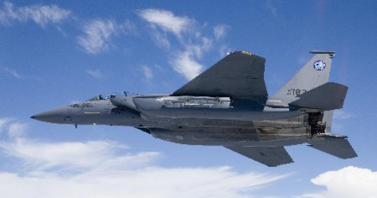 The Silent Eagle testbed is a modified F-15E (the original prototype). On its first flight it demonstrated its conformal weapons bay. (Boeing)