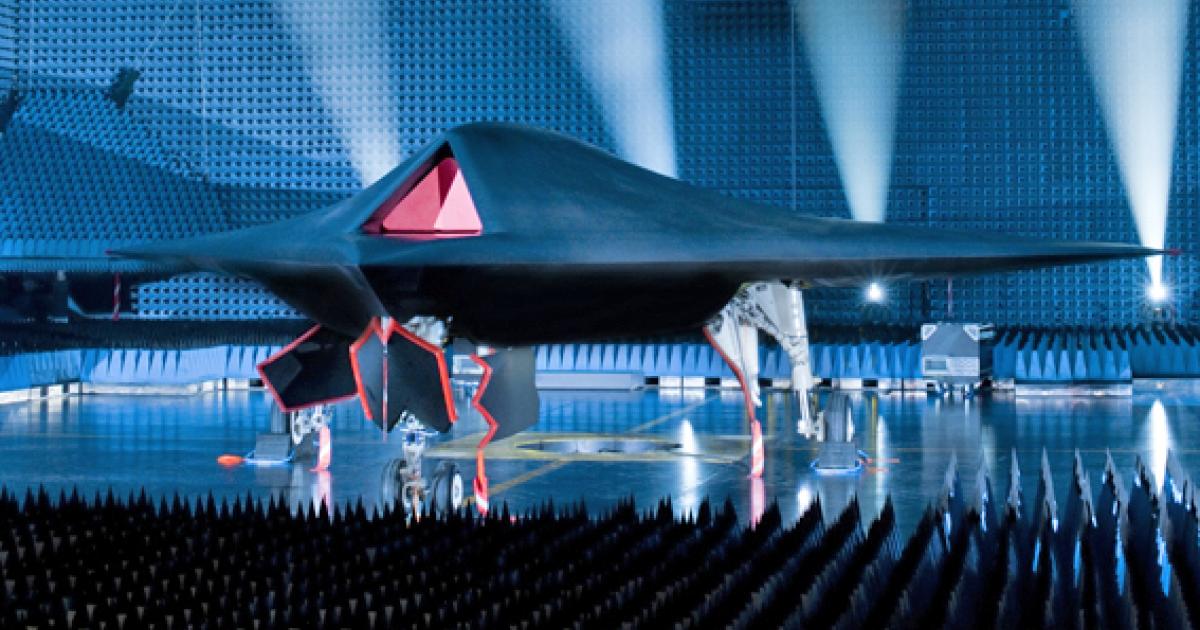 Tight security surrounded the unveiling of Taranis on July 12, and little in the way of technical detail was revealed. (BAE Systems)
