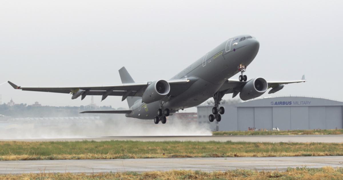 The first A330 future strategic tanker aircraft for the UK Royal Air Force made its first flight after conversion on September 13. The first of 14 airplanes is expected to be delivered next year.