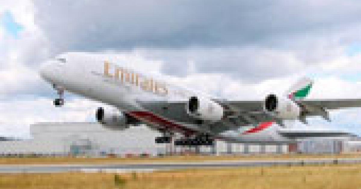 Emirates flies an Airbus A380 between Dubai and Toronto three days a week. Holding orders for 90 of the giant transports, the airline harbors plans to connect the world through Dubai, but limited access to landing rights could temper its aspirations. Copyright Airbus
