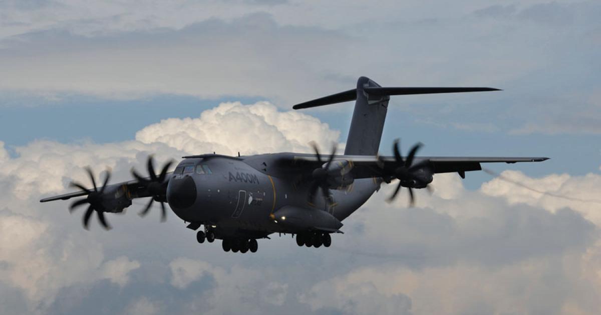 Europe’s A400M heavy-lift transport is here with an appropriate new name, but technical teething difficulties prevent it from flying in this week’s air displays. Photo: Mark Wagner