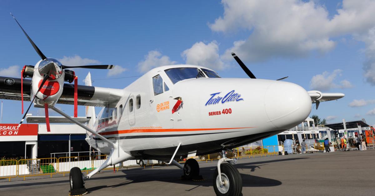 Viking Air has sold eight of its new $7 million Twin Otter Series 400 turboprops at the Singapore Airshow. Photo by Mark Wagner.
