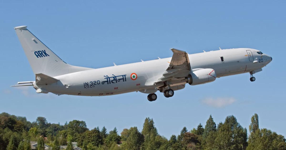 The first Boeing P-8I Poseidon for India takes off from Renton on its maiden flight September 28. (Photo: Boeing)