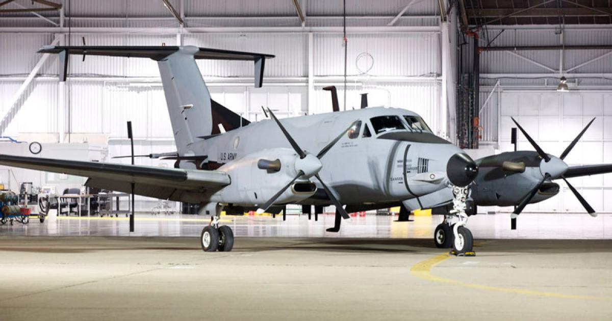 Northrop Grumman is delivering the King Air-based RC-12X Guardrail signals intelligence aircraft to the U.S. Army. (Photo: Northrop Grumman)