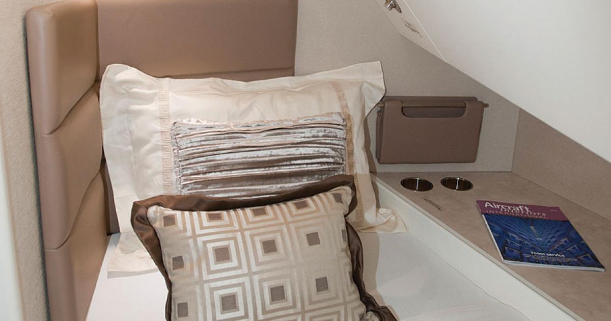 Greenpoint Techologies’ Aeroloft  kit for the 747-8 provides eight private sleeping berths and a changing room. 
