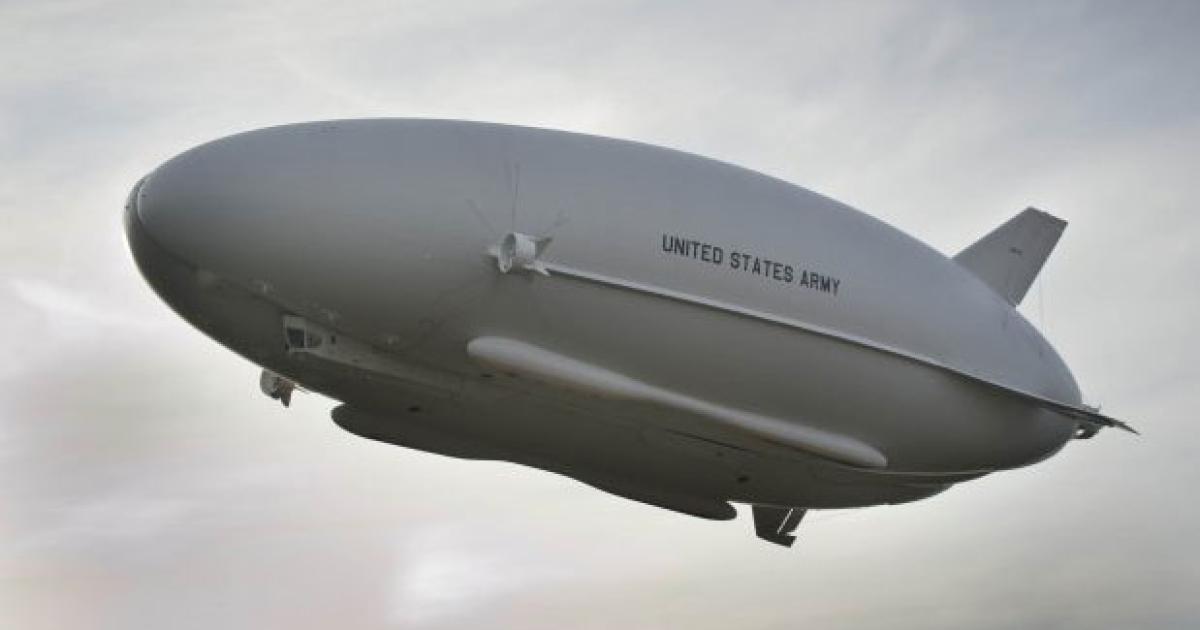  The huge hybrid airship known as the long-endurance multi-intelligence vehicle made a 90-minute first flight at Lakehurst, N.J., on August 7. (Photo: U.S. Army)