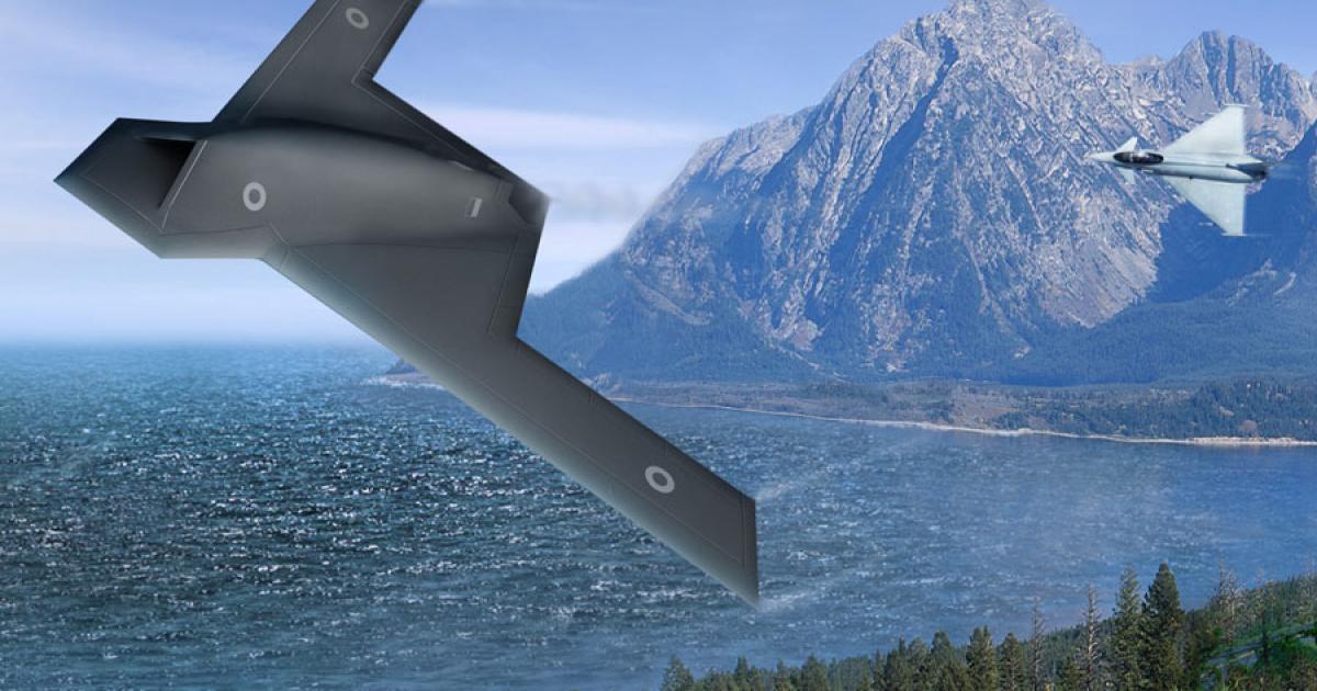 A possible UCAV for the Future Combat Air System (FCAS) is depicted in this BAE Systems concept. (BAE Systems)