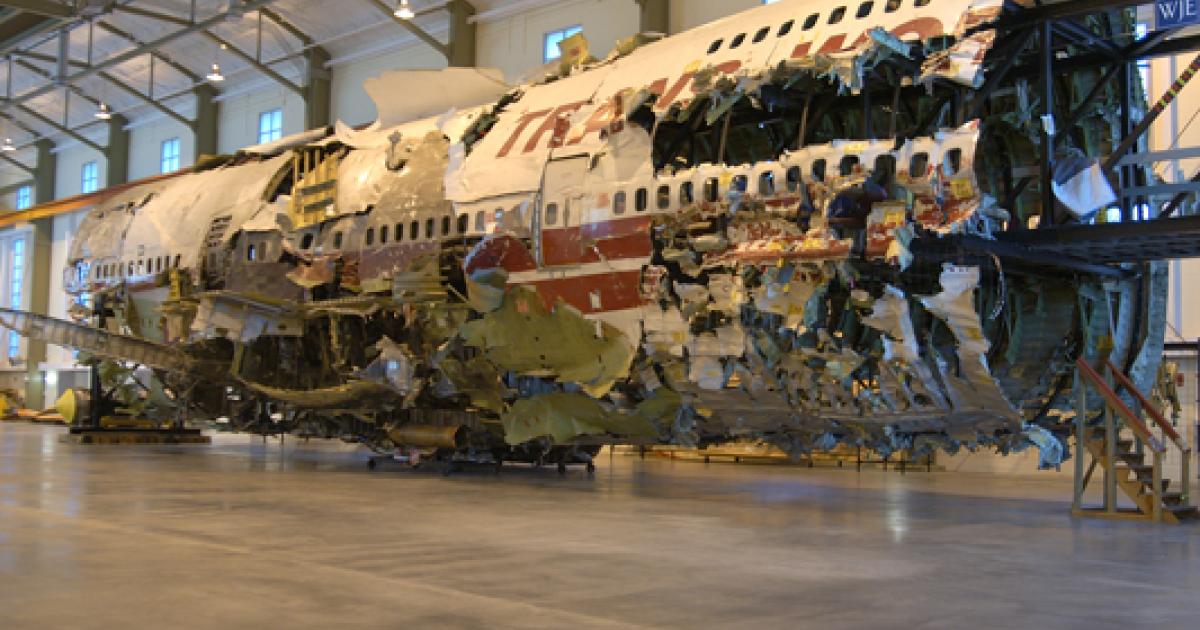 NTSB investigators recreated much of TWA 800's fuselage piece by piece.