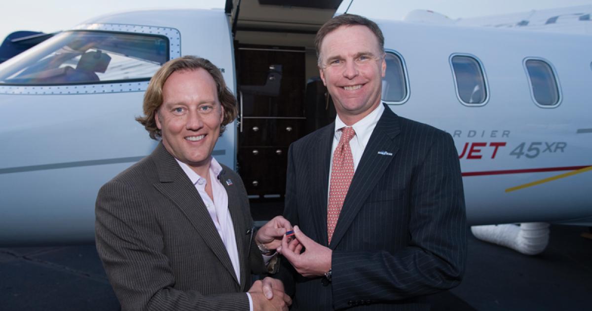 The Rockford Area Aerospace Network was formed in 2010 to increase job growth in the Chicago and Milwaukee area. Its members include airplane and helicopter manufacturers as well as local businesses. NBAA president Ed Bolen, (right), recently met with RAAN chairman Jeff Kaney to discuss job opportunities in the region. 