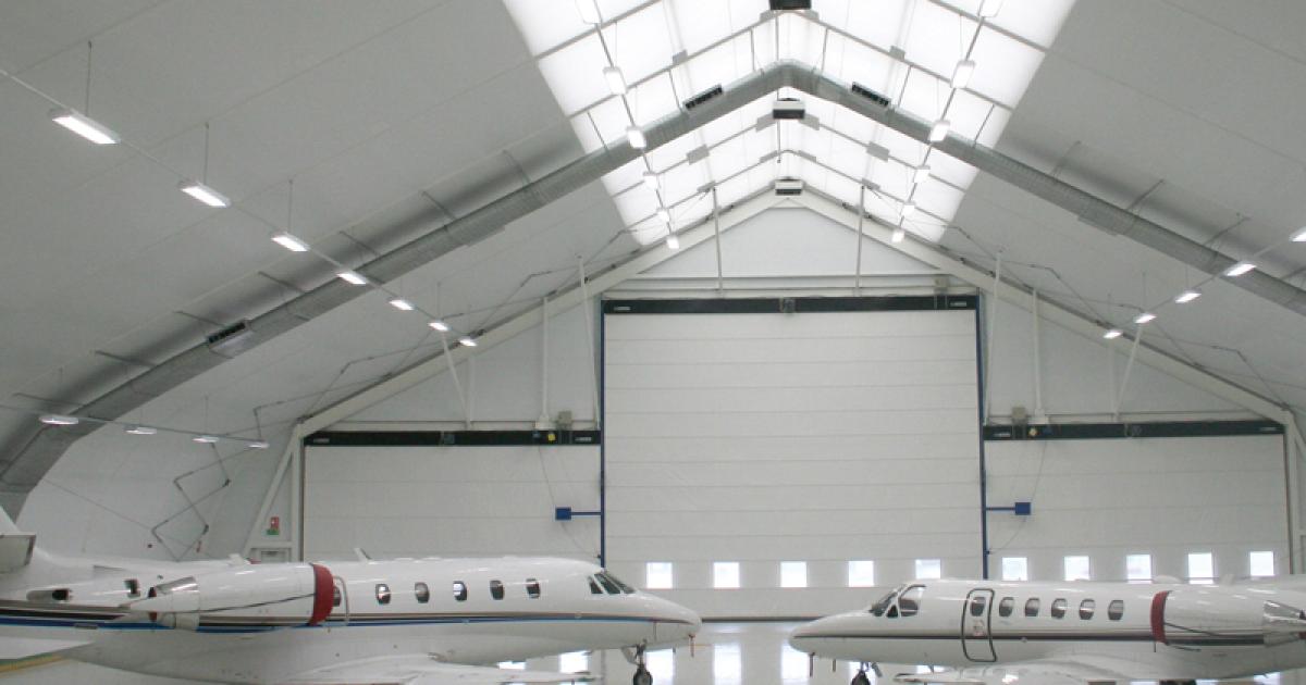 The recent facility improvement project at Marshall Business Aviation Centre included the construction of a 21,500-sq-ft hangar that houses the company’s Cessna Citation service center. NetJets Europe also uses the facility as a maintenance hub.