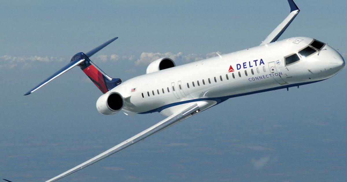 The Delta Connection carriers now fly 153 seventy-six-seat jets, mainly Bombardier CRJ900s.