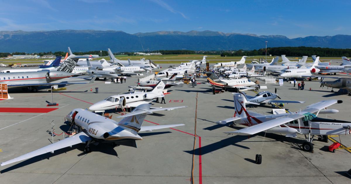 The static display ramp at this year’s EBACE will feature some 60 aircraft. (Photo: Mark Wagner)