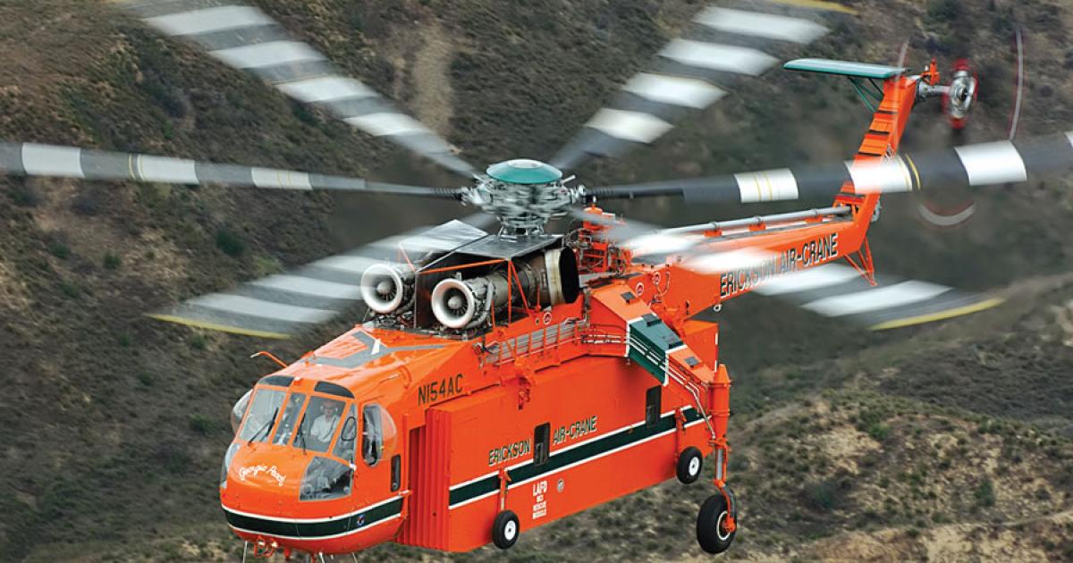 Erickson Air-Crane and Stilwell Baker have jointly developed a modernized automatic flight control system for the Sikorsky S-64F heavy-lift helicopter using digital sensors and electronic displays. 