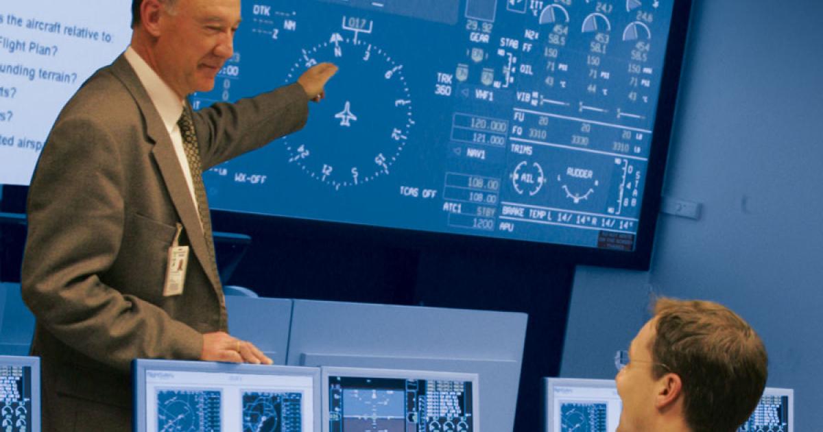 FlightSafety International is incorporating scenario-based training in the classroom, giving students the chance to practice realistic flight operations before setting foot in the sim. 