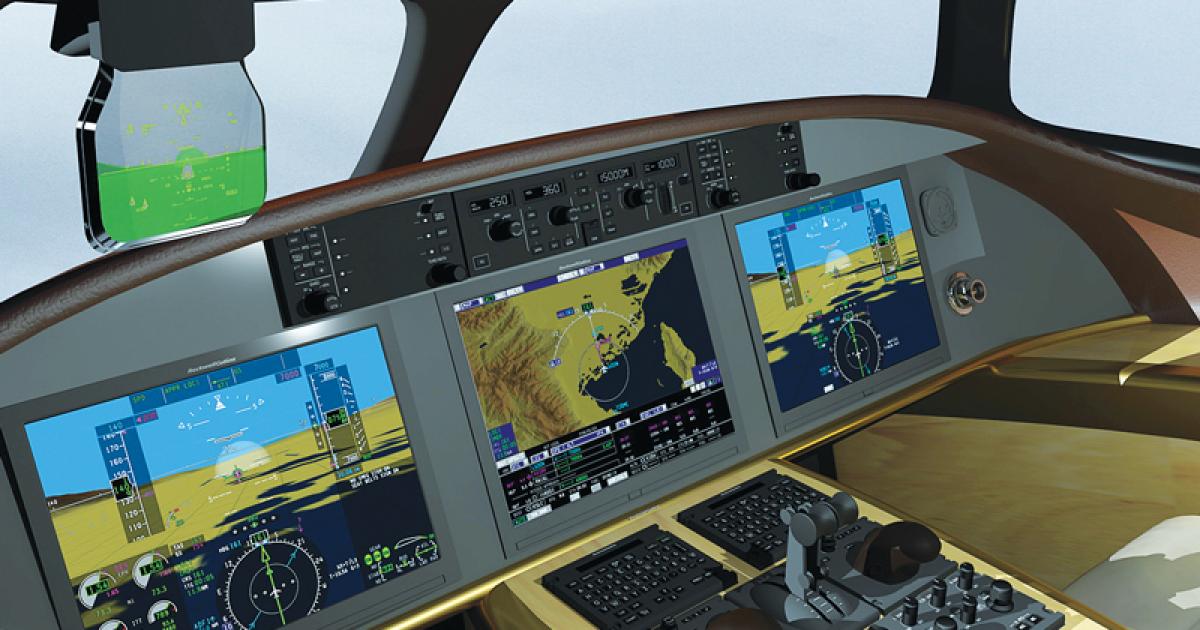 Rockwell Collins’s HGS-3500 heads-up guidance system is designed to be installed in aircraft as small as owner-flown single-engine turboprops through midsize business jets, offering the advantages of HUD to those pilots.  