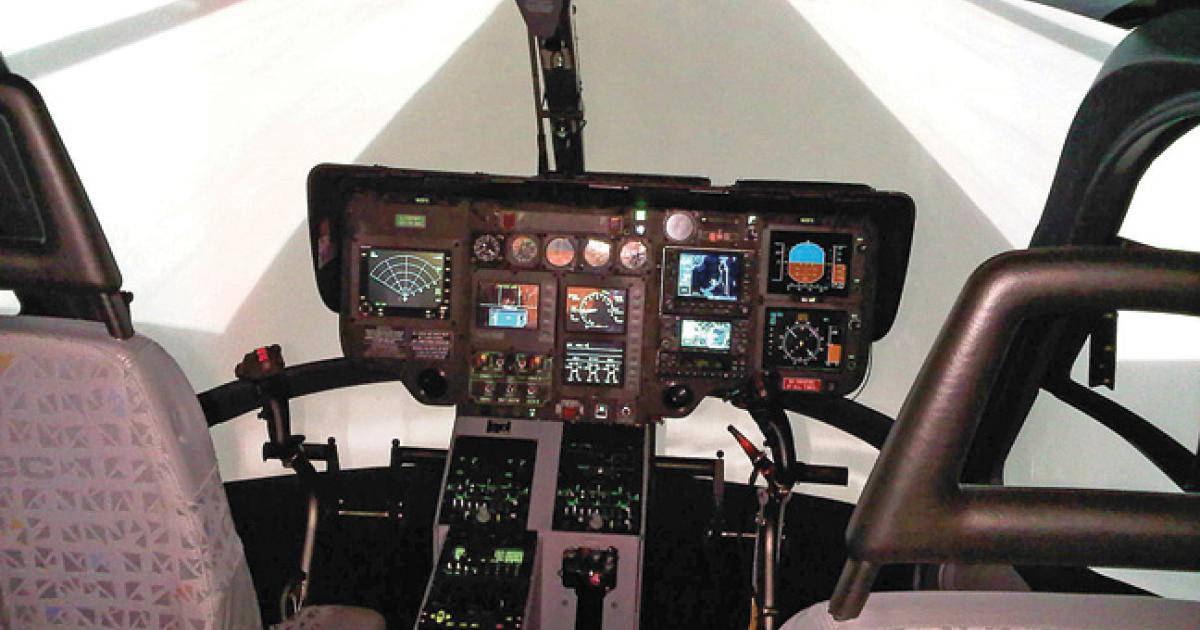 FlightSafety’s level-D full motion simulator for the Eurocopter EC135 provides realistic training through Vital X graphics and five-projector technology. The EC135 sim, one of the busiest at FlightSafety’s Dallas training center, was built with input from Metro Aviation. In addition to EMS and offshore scenario-based training, the simulator provides training on inadvertent IMC and flying in challenging areas. 