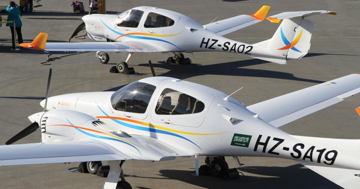 Saudi citizens are encouraged to earn private pilots licenses in these Saudi Aviation Flight Academy Diamond trainers.