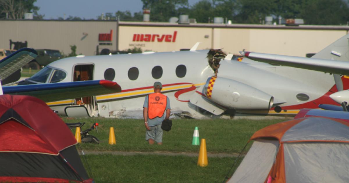 The NTSB found that the pilot's failure to successfully complete a go-around after a botched landing was the cause of the Premier 1A accident at OSH in June 2010. (Photo: Matt Thurber)