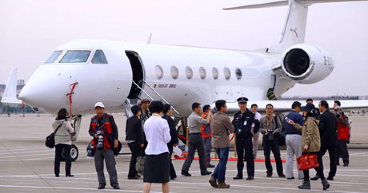 Deer Jet was among the exhibitors that brought aircraft to the static display at Shanghai Hongqiao Airport.