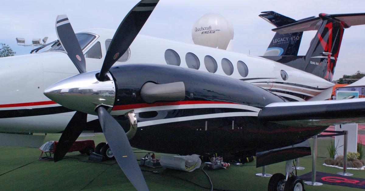The King Air 250 is among the aircraft Hawker Beechcraft has on display at LABACE.