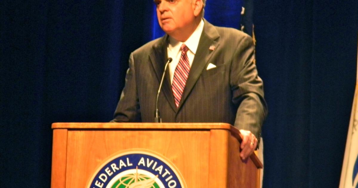 U.S. Transportation Secretary Ray LaHood, speaking March 8 at the FAA Forecast Conference, warned of 'enforcement measures' against Europe. (Photo: Bill Carey)