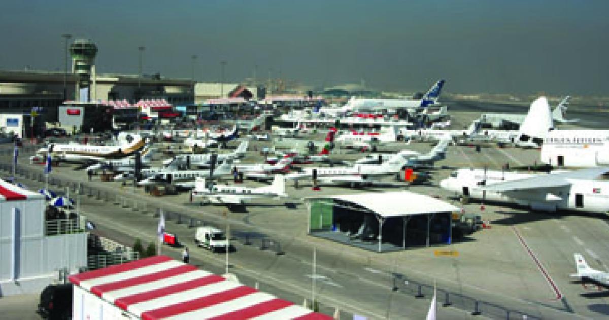 Like a mirage in the  desert, the MEBA aircraft park shimmers under a December sun. Some 7,000 visitors from around the world journeyed to Dubai to rub shoulders with like-minded aviation travelers.
