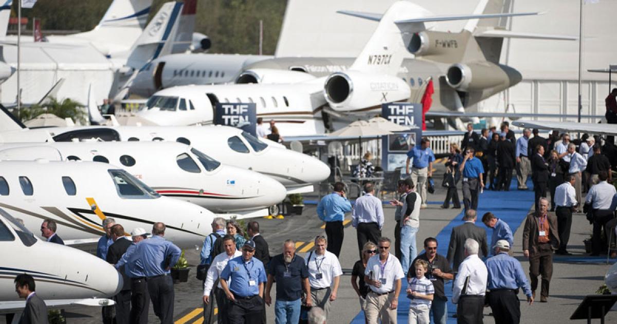 The spacious static display area in Orlando at last year’s NBAA Convention was a distant memory when the NBAA’11 staff took on the monumental task of arranging this year’s contingent at Henderson Executive Airport.  Fortunately, the months of preparation have yielded another impressive presentation of business aviation.