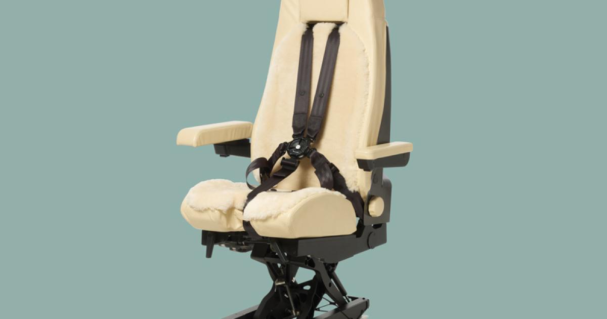 EADS Sogerma’s cockpit seat for super-midsize to large-cabin jets provides thigh and armrest support and can be motorized to offer a position-memory feature.