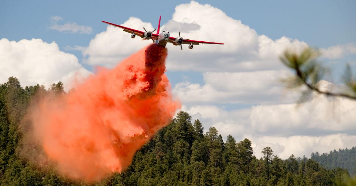 One Lockheed P2V air tanker flying under contract for the Forest Service crashed fatally and another P2V made an emergency landing on June 3. (Photo by USDA Forest Service)