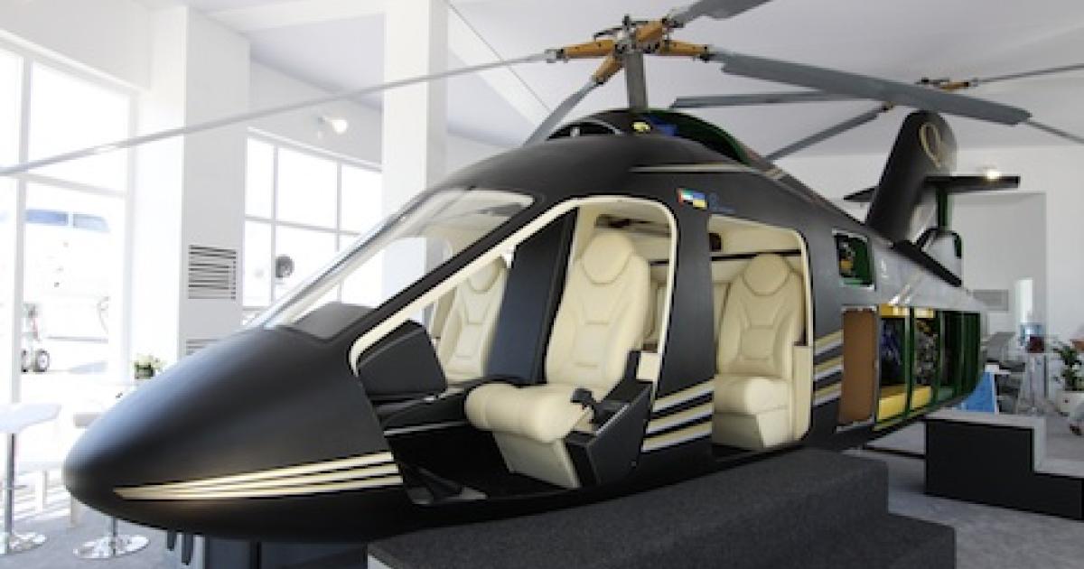 UAE-based Quest Helicopters launched the light twin AVQ at the Dubai Air Show. It features two counter-rotating dual rotors in tandem configuration and an ejection capsule for the occupants.