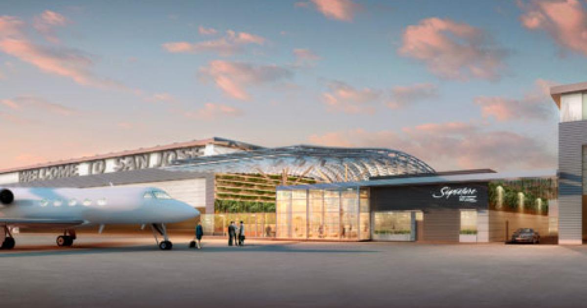 The San José, Calif. city council approved a plan for Signature Flight Support to build and operate an FBO on the west side of the Mineta San José International Airport. Plans call for Signature to start building an executive terminal, hangars and a ramp large enough for bizliners this fall. (Photo: Signature Flight Support)
