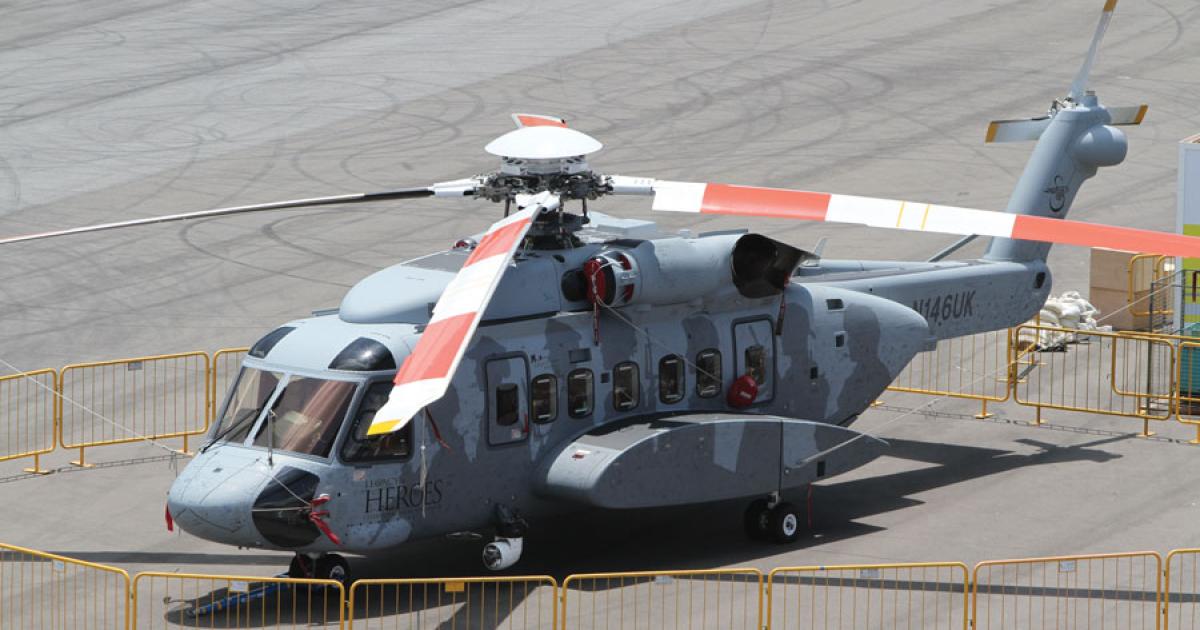 The Sikorsky S-92 displayed at Singapore is on a nine-month Legacy of Heroes Tour. 