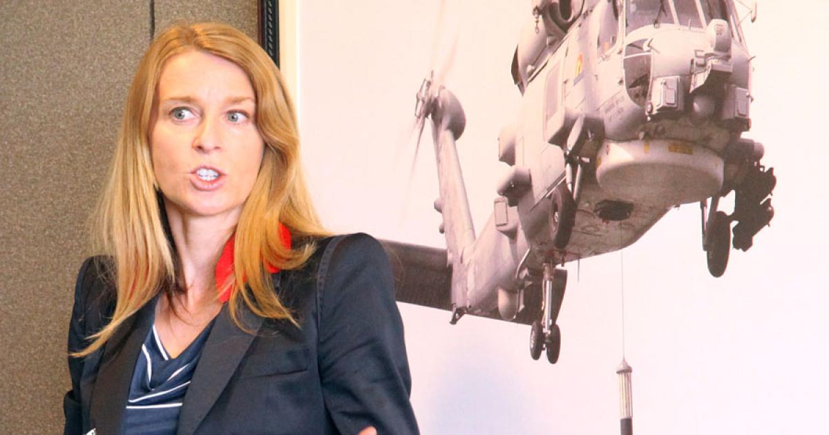 Pankl Aerospace Innovations won the first Sikorsky Innovations Entrepreneurial Challenge for its technology demonstrator, which featured active camouflage, bionically inspired rotor blades and advanced aerodynamics. Shown here is Pankl Aerospace Innovations CEO Sonya Zierhut.