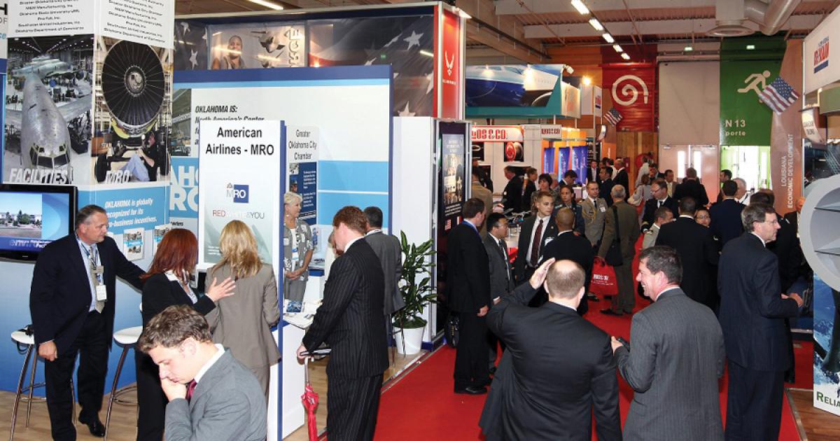 At 44,000 sq ft, the U.S. Pavilion is the largest here at the 2013 Paris Air Show, hosting some 250 exhibiting companies with business in mind.
