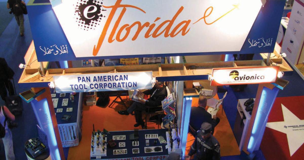 Representatives of the U.S. state of Florida attend global airshows to make contacts in the aviation, aerospace and defense industries to help their local companies expand globally.