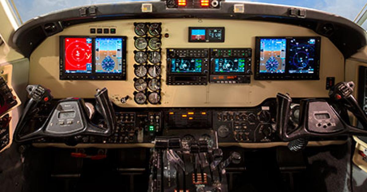 Kitchener Aero Avionics is offering a retrofit cockpit upgrade for the King Air 200 that includes a dual Garmin G600 flight display system.