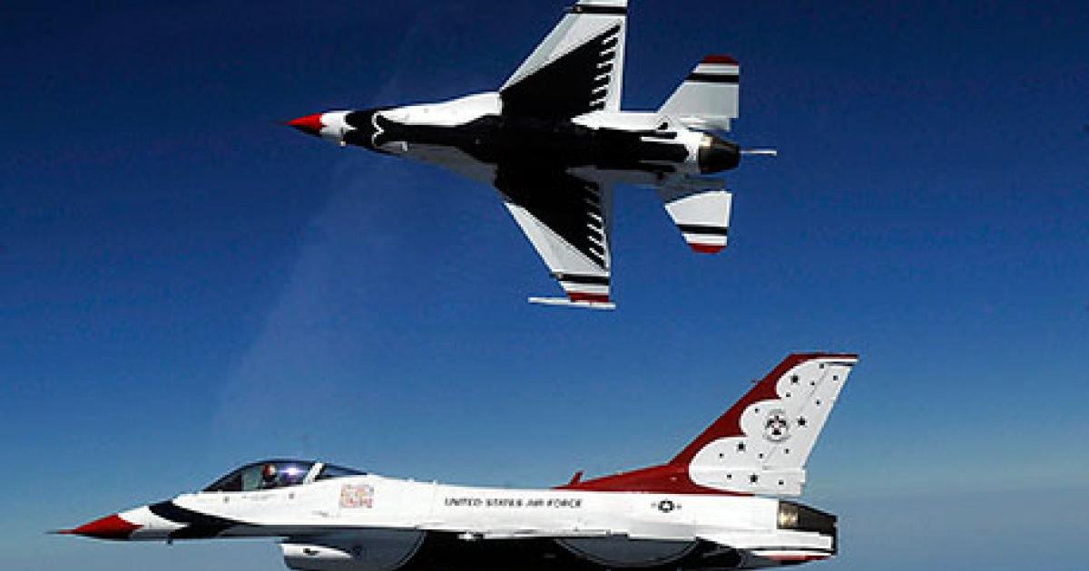 The U.S. Air Force Thunderbirds F-16 demonstration team will resume training flights but will not perform in public this year. (Photo: U.S. Air Force)