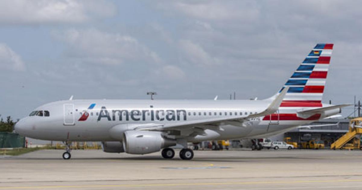 AMR and US Airways expect merger “synergies” to extend to fleet types. In July American took delivery of its first Airbus A320-series narrowbody, some 270 of which US Airways already operates. (Photo: American Airlines) 