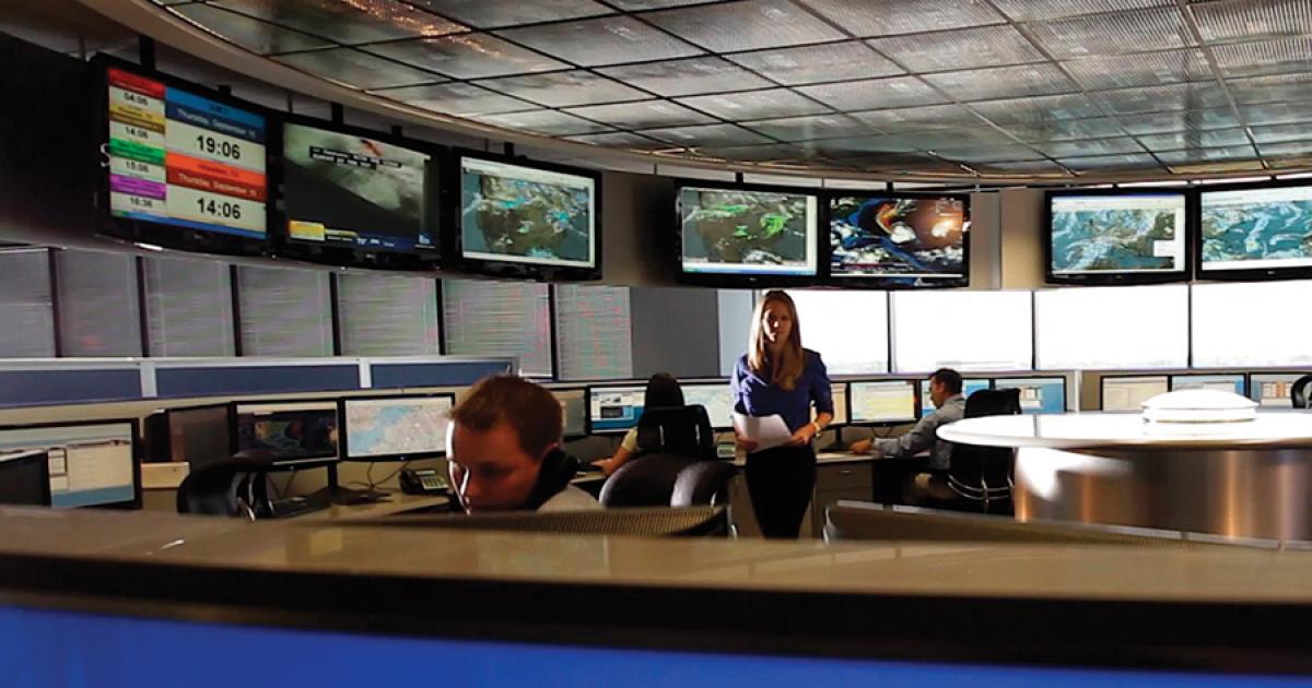 Rockwell Collins’s Ascend flight information solutions help flight planners to assist operators to navigate the sometimes confusing and often changing aviation rules and regulations of various countries. The company’s flight operations center in Houston is the heart of its flight-planning program.