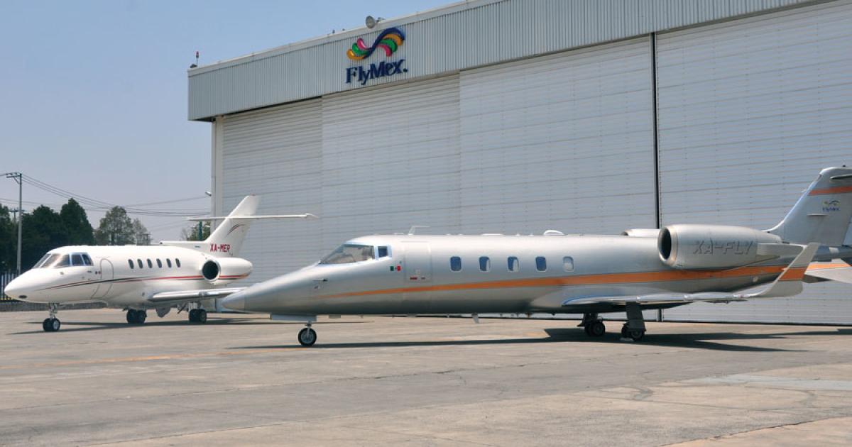 Mexico-based FlyMex recently joined the ranks of Wyvern-Wingman approved charter operators. Its fleet of six fixed-wing aircraft and one helicopter includes a Hawker 800 (left) and Bombardier Learjet 60.