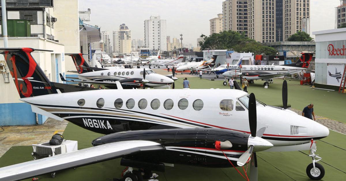Newly revitalized Beechcraft is making a strong showing at LABACE, having brought its entire turboprop family, including the flagship King Air 350i. The company claims more than 70 percent of Brazil’s turboprops. (Photo: David McIntosh)