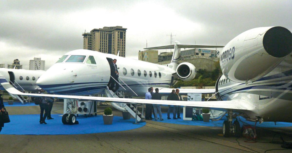 Gulfstream’s strong showing on the LABACE static display mirrored the growing presence of the U.S. manufacturer’s jets in Brazil’s business aviation fleet. (Photo: Chad Trautvetter)