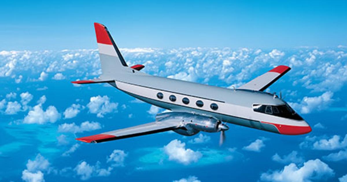 Gulfstream Aerospace is celebrating the 55th anniversary of the GI turboprop twin's first flight, which occurred on Aug. 14, 1958. The airplane laid the foundation for Gulfstream's business jets that the company delivers today. (Photo: Gulfstream Aerospace)