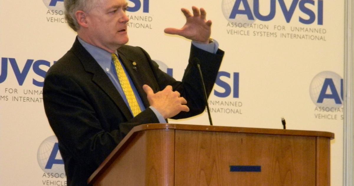 Alaska Lt. Gov. Mead Treadwell, chairman of the Aerospace States Association, released UAS 'considerations' for lawmakers at the Unmanned Systems Conference. (Photo: Bill Carey)