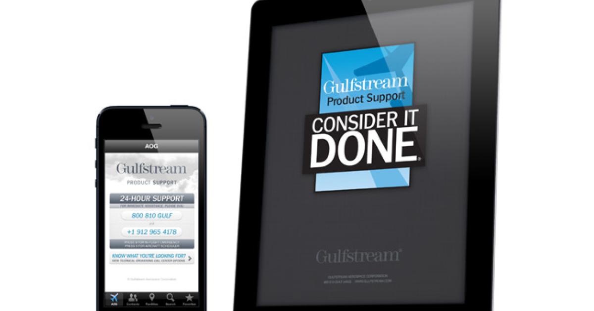 Gulfstream Aerospace launched an iPhone- and iPad-compatible application that provides customers with access to its worldwide product support network. 