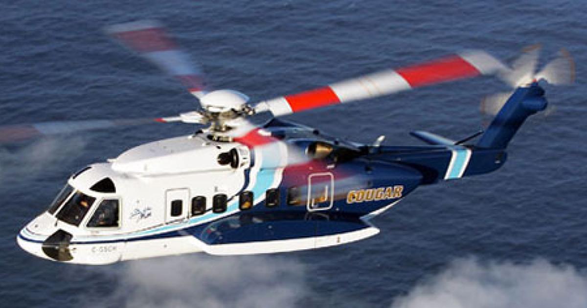 A Sikorsky S-92 operated by Cougar Helicopters came within 38 feet of the Atlantic Ocean after its pilot experienced spatial disorientation. (Photo: Cougar Helicopters)