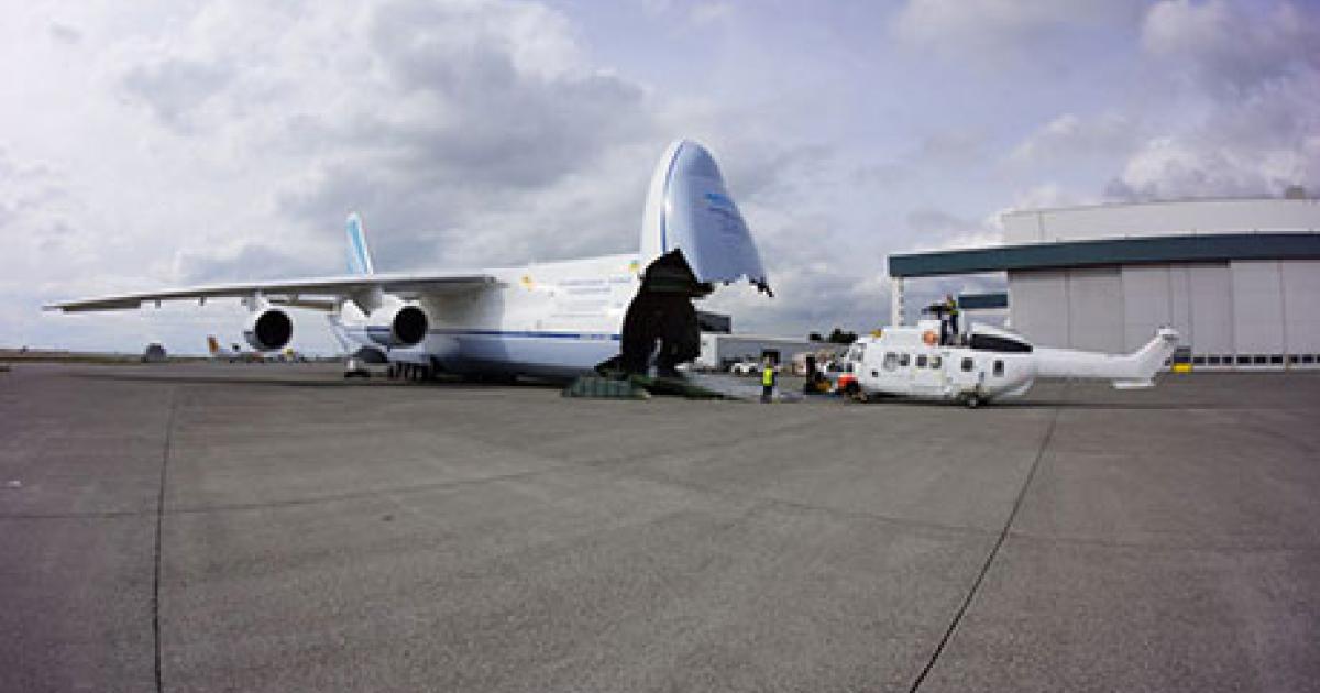 Vector Aerospace chartered an Antonov An-124 to transport four upgraded Eurocopter AS332Ls to customers in Australia and Afghanistan.