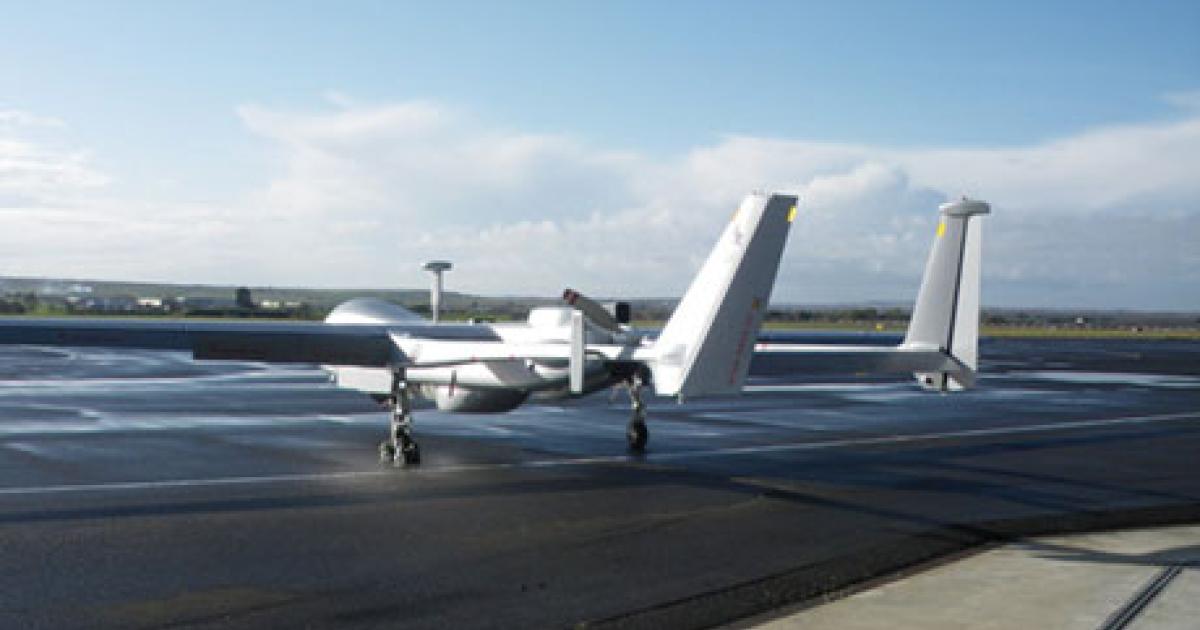 The French Harfang UAS is based on the Israeli Heron UAV, but with communications and support provided by EADS Cassidian. (Photo: EADS Cassidian)