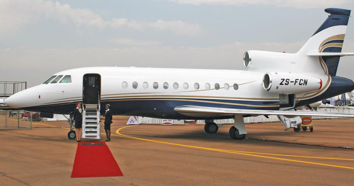 Africa–from where this Falcon 900EX operates–accounts for the lion’s share of business aviation in the southern half of the continent.